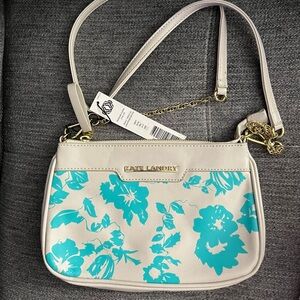 NWT Kate Landry Crossbody with Floral Accents Seafoam Stone Color